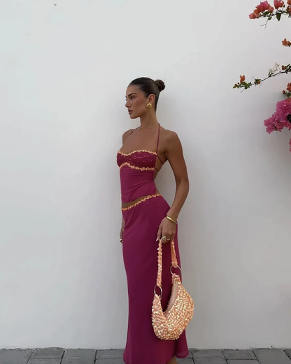 Halter Corset Maxi Set